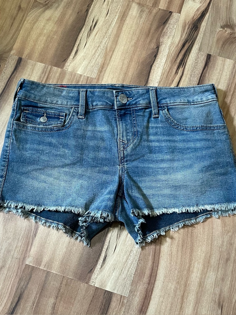 NWT True Religion Joey Low Rise Shorts Frayed Hem Flap Pocket Size 29 (8) Y2K